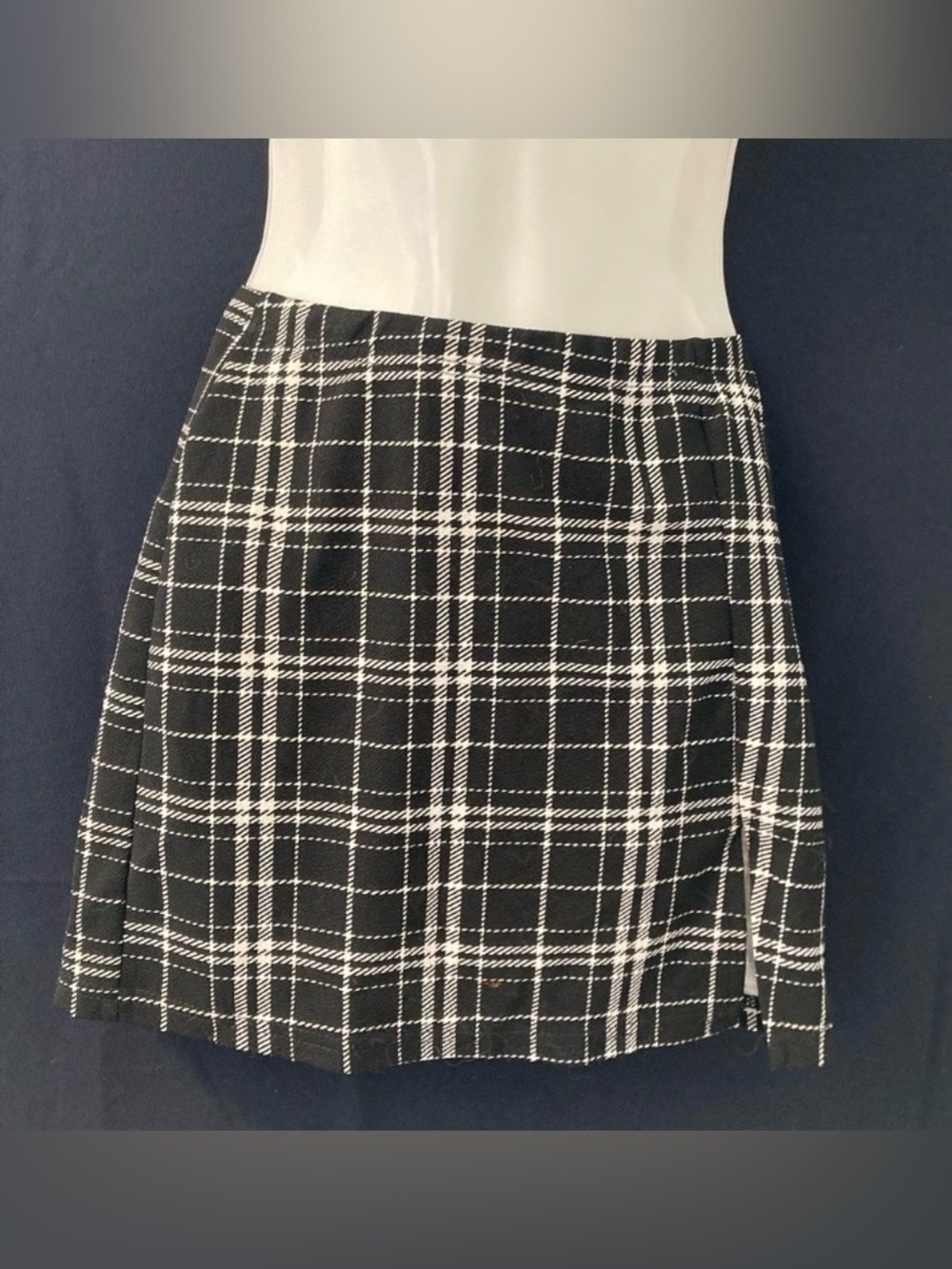 SHEIN Black White Plaid Mini Skirt A-Line Y2K Size M